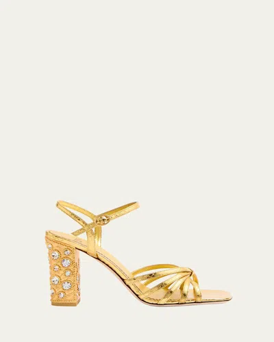 VALENTINO GARAVANI METALLIC JEWEL ANKLE-STRAP SANDALS