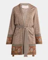 Valentino Womens Open-front Metallic Woven Cardigan Ginger Orange Gold Xl In Redorange