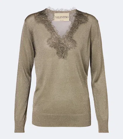 Valentino Lurex Sweater With Lace In Animal Print