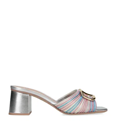 VALENTINO GARAVANI METALLIC LEATHER CORNELY HEELED MULES 60