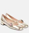 Valentino Mary Jane Metallic Leather Ballet Flats In Gold