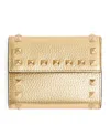 Valentino Metallic Leather Rockstud Wallet In Gold