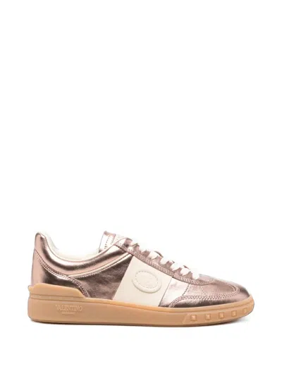 Valentino Garavani Metallic Leather Sneakers In Pink
