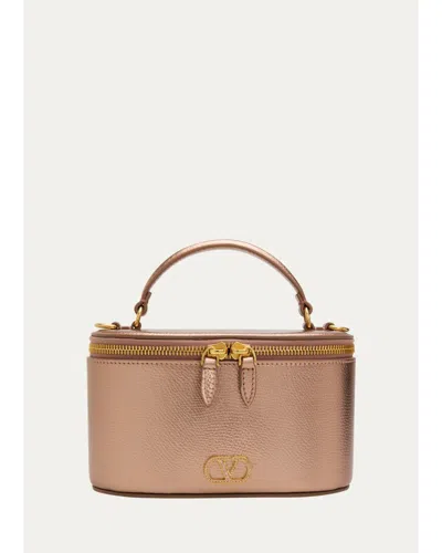 Valentino Garavani Metallic Leather Vanity Case In Rose
