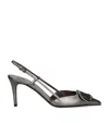 Valentino Signature Laminated Leather Pumps With Sculpted Heel In Grey