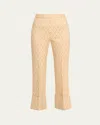 Valentino Metallic Printed Cuffed Hem Wool Trousers In Gold