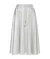 Valentino Metallic-threading Midi Skirt In White