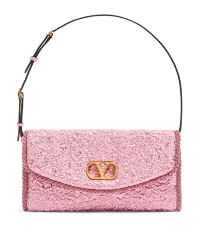 VALENTINO GARAVANI METALLIC VAIN SOFT SHOULDER BAG