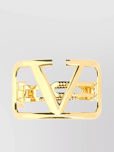 Valentino Garavani Metallic Vlogo Hair Clip In Cream