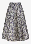 Valentino Metamorphos Tulips Brocade Midi Skirt In Multicolor