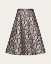 Valentino Metamorphos Tulips Brocade Midi Skirt In Gold/blue
