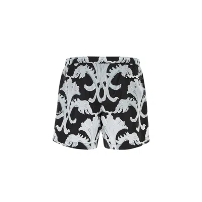 Valentino Metamorphos Wall-print Swim Shorts In Black