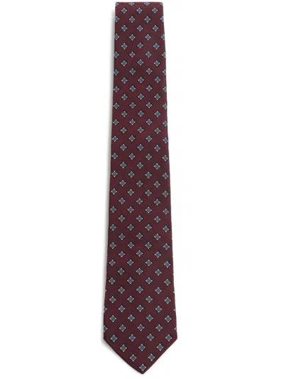 Valentino Garavani Micro-check Silk Tie In Brown