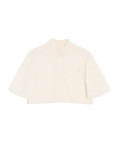 Valentino Micro Cotton Fleurs A Jour Shirt In White
