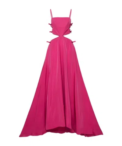 Valentino Micro Faille Bow Cutout Gown In Pink