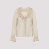 Valentino Lace-trimmed Ruffled Polka-dot Silk-chiffon Blouse In E Betulla Nero