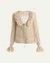 Valentino Lace-trimmed Ruffled Polka-dot Silk-chiffon Blouse