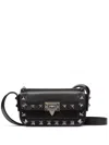 Valentino Micro Rockstud23 Leather Shoulder Bag In Black