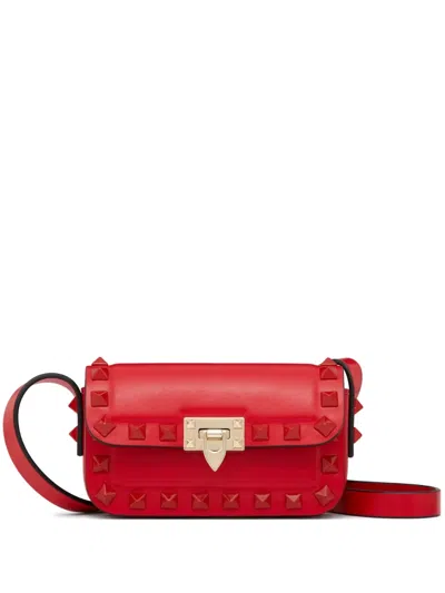 Valentino Garavani Micro Rockstud23 Leather Shoulder Bag In Red