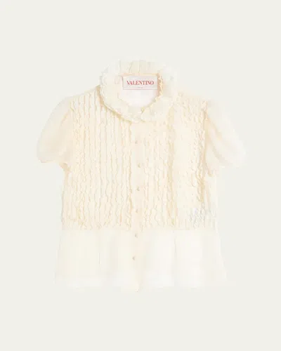 VALENTINO MICRO RUFFLE CHIFFON BLOUSE