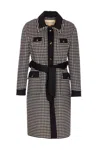 Valentino Womens Avorio Nero Gingham-pattern Wool And Cashmere-blend Coat In Black