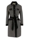Valentino Belted Checked Wool And Cashmere-blend Coat In Gray
