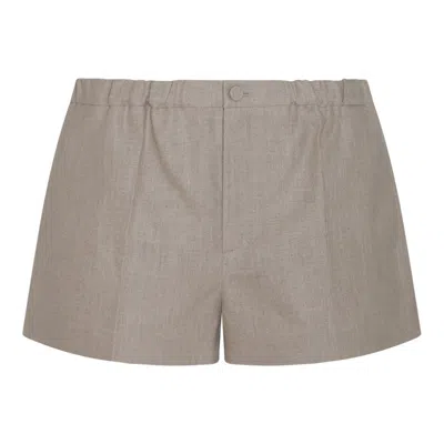 Valentino Mid-rise Pleated Shorts In Beige
