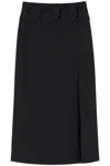 VALENTINO "MID-LENGTH WOOL AND SILK SKIRT WITH FLORAL APPLIQUÉ