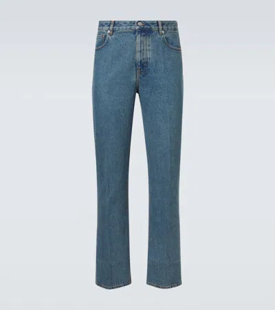 Valentino Logo-patch Straight-leg Jeans In Blue