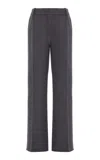 Valentino Mid-rise Wool-cashmere Flared Pants In Dark Grey