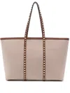 Valentino Rockstud Trim Canvas Medium Tote In Brown