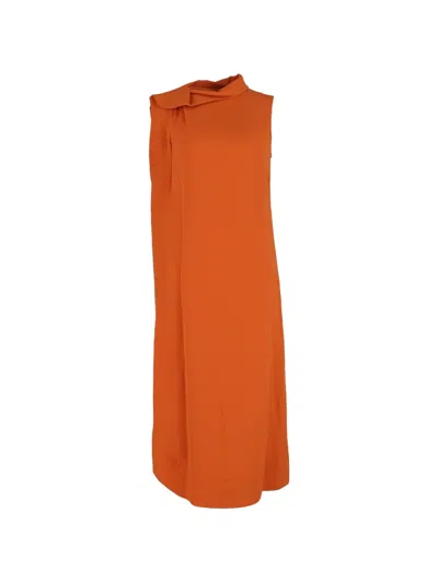 Pre-owned Valentino Midi Asymmetric Dress In Orange