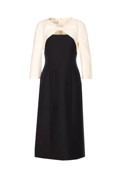 Valentino Midi Crepe Couture Dress In Black