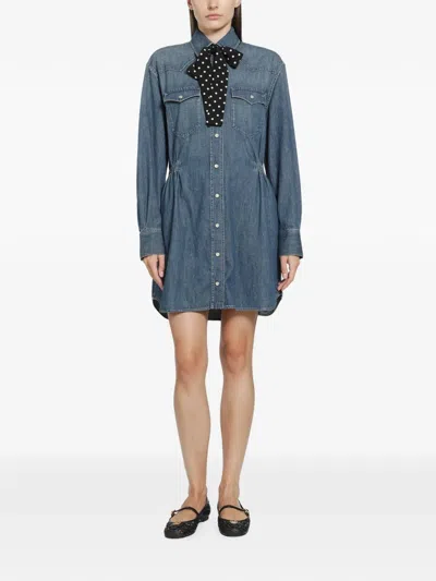 Valentino Midi Denim Dress In Blue