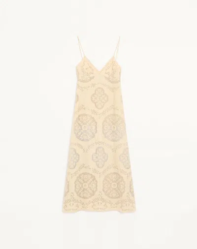 Valentino Midi Dress In Floral Stamp Blanket In Brown