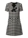 Valentino Embroidered Damier Light Tweed Short Dress In White