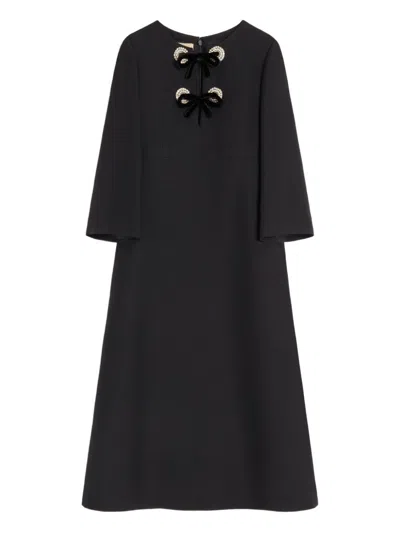 Valentino Midi Dress With Rhinestones In Black
