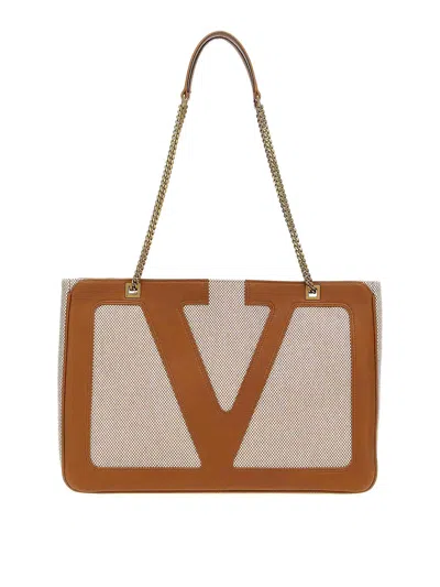 Valentino Garavani Midi Shopping Bag In Sand