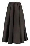 Valentino Techno Duchesse Midi Skirt In Brown