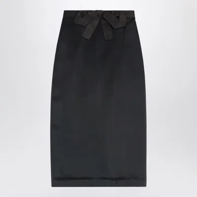 Valentino Midi Skirt In Black Satin