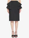 Valentino Couture Crepe Midi Skirt With Ruffle Detail In Black