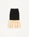 Valentino Midi Skirt In Light Georgette Woman Black/birch 38 In Black/birch