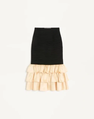 Valentino Midi Skirt In Light Georgette Woman Black/birch 38