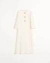 Valentino Virgin Wool-silk Midi Dress In Elfenbein