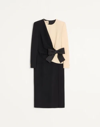 Valentino Midikleid Aus Woll-crepe Frau Schwarz/birke 48 In Black