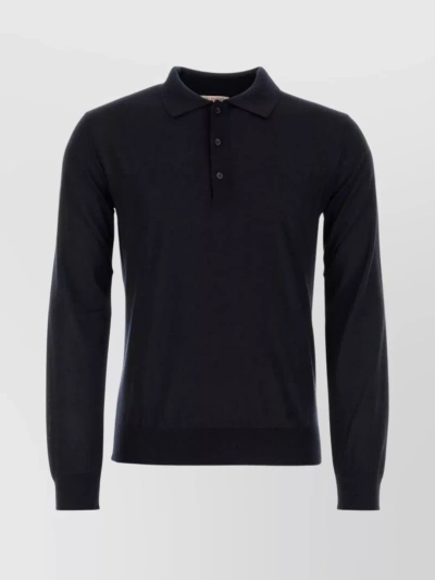 Valentino Midnight Blue Cashmere Blend Polo Shirt