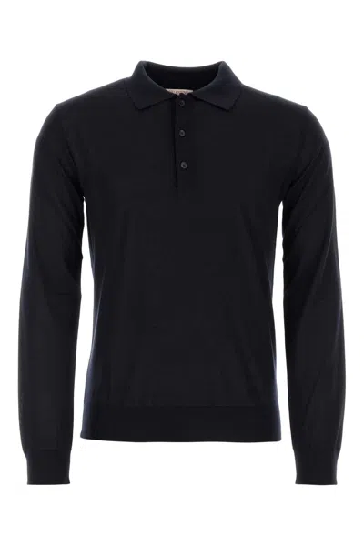 VALENTINO MIDNIGHT BLUE CASHMERE BLEND POLO SHIRT