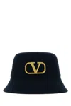 Valentino Midnight Blue Cotton Bucket Hat In Navy Blue