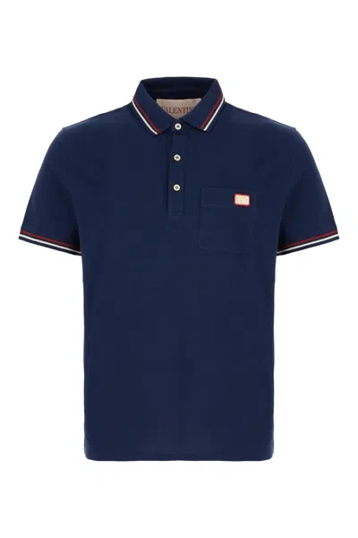 Valentino Polo Shirt With Vlogo Patch In Blue