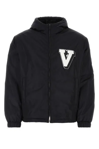 Valentino Navy Blue Nylon Jacket In 598